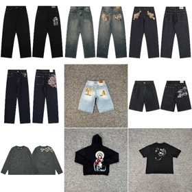 Derschutze plum blossom embroidered straight leg jeans-6043  