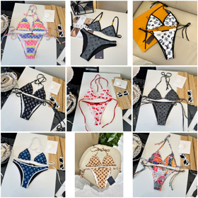 Louis Vuitton (LV) Luxury-Lite All-Over Print Lace-Up Two-Piece Swimsuit-6447  